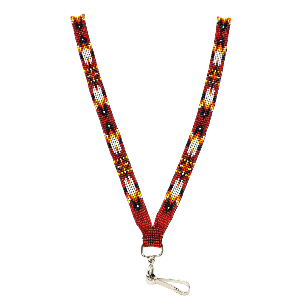 Beaded Lanyard - Three Feathers - Orange Opaque – Welteg