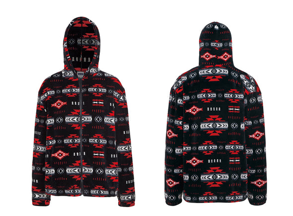 Cloud Plush Hooded Jacket - Red & Black