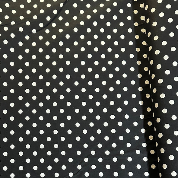 Cotton Fabric - Dots - White on Black