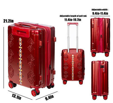 Heavy Duty Hard Luggage - Embossed Solstice - Red - Carry-On