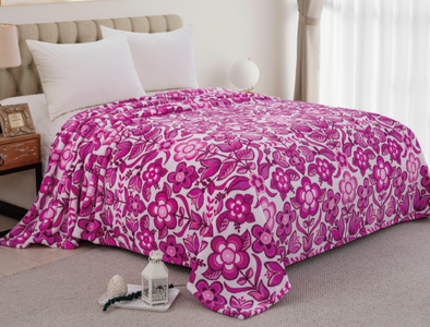 XL Single-Ply Plush Queen - Woodland Floral - Pink