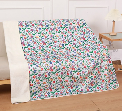Velour Lined Throw - Woodland Floral - White