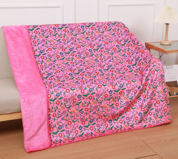 Velour Lined Throw - Woodland Floral - Pink
