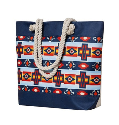 Woven Tote Bag - Saqamaw Joseph - Navy