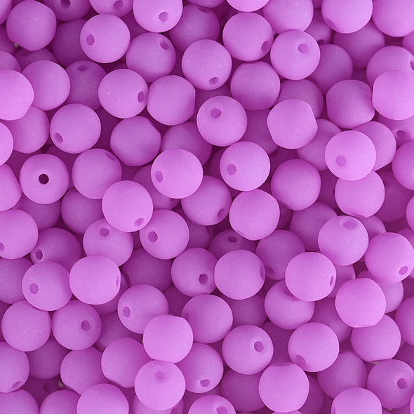 6 mm Glass Round Bead - Velvet Soft Magenta