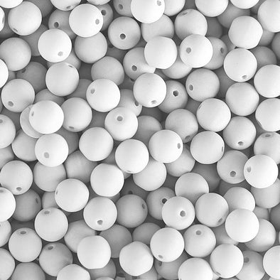 6 mm Glass Round Bead - Velvet White