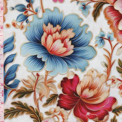 Cotton Fabric - Large Vintage Floral 1