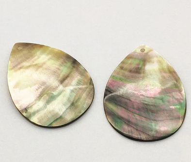 Shell Findings - Large Natural Grey Teardrops - 30 x 40 mm