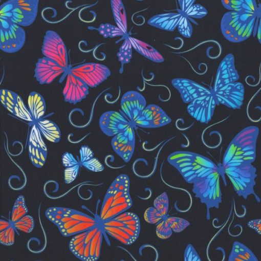 Cotton Fabric - Celestial Butterfly - Black