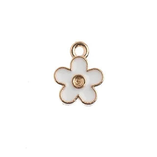 Metal Charms - 10 mm Mini Flowers - White