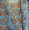 Polyester Satin - Ojibway Florals 2 - Turquoise