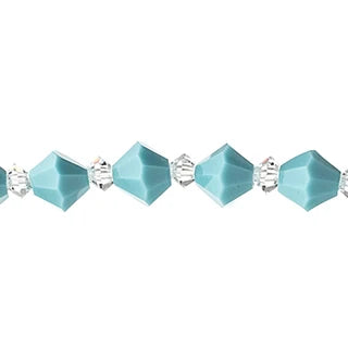 Preciosa Crystal Bicone Strands - 3 mm/6 mm - Crystal & Turquoise