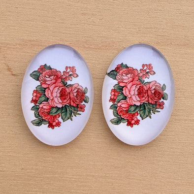 Glass Cab - Oval - Vintage Roses
