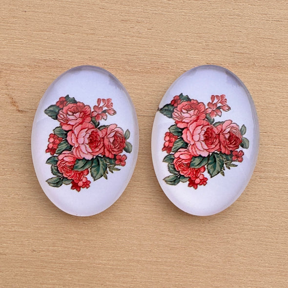 Glass Cab - Oval - Vintage Roses