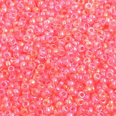 Preciosa Seed 10/0 - Transparent Salmon Pink Rainbow AB