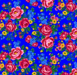 Cotton Fabric - Kokum Scarf Floral - Royal Blue