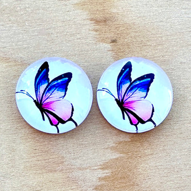 Glass Cab - Round - Pink Butterfly