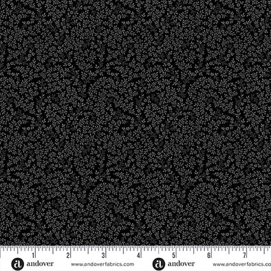 Cotton Fabric - Century Black on Black II Meadow - Black