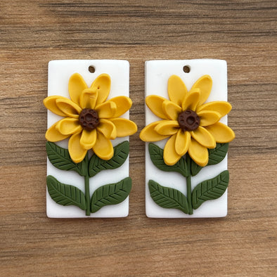 Clay Cabochon - Rectangle - Sunflowers