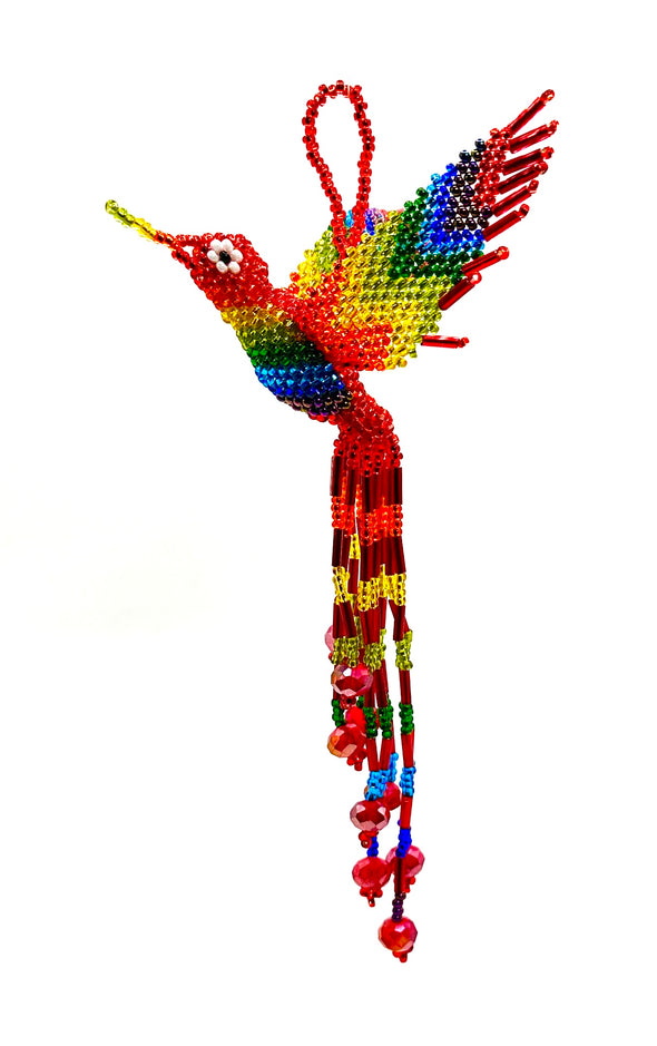 Beaded Ornament -  Red Hummingbird