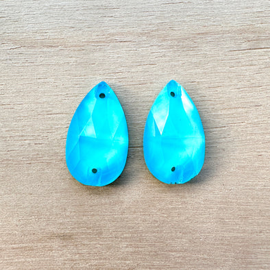 Crystal Cab - Teardrop - 11 x 18 mm - Aquamarine Matte Opal