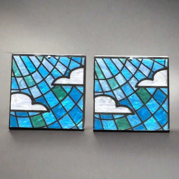Acrylic Cab - Stained Glass Blue Skies - Square