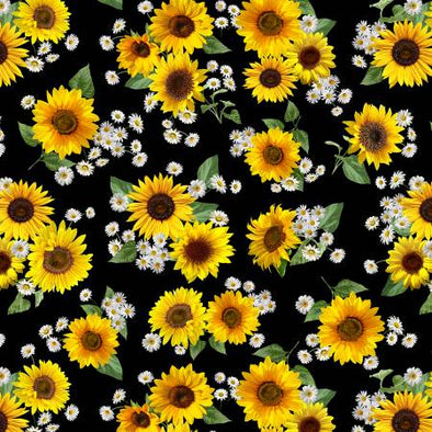 Cotton Fabric - Advice From a Sunflower - Black