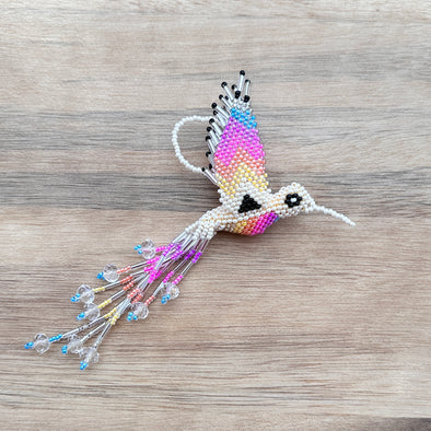 Beaded Hummingbird Ornament -  Pastel