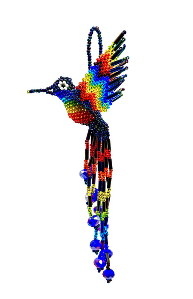 Beaded Ornament -  Navy AB Hummingbird