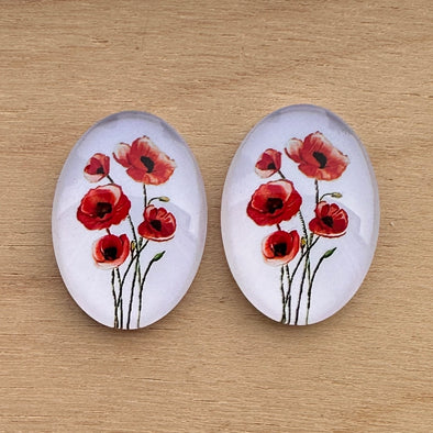 Glass Cab - Oval - Poppies