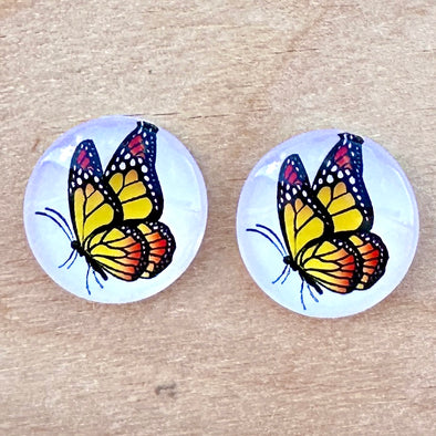 Glass Cab - Round - Monarch Butterfly