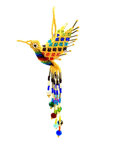 Beaded Ornament -  Yellow Hummingbird
