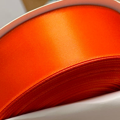 1.5" Single-Faced Satin Ribbon - Tangerine Orange