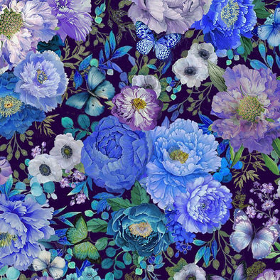 Cotton Fabric - Fancy Floral & Butterflies