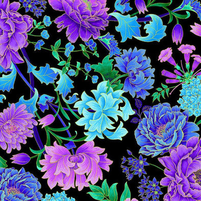 Cotton Fabric - Elegant Floral Metallic