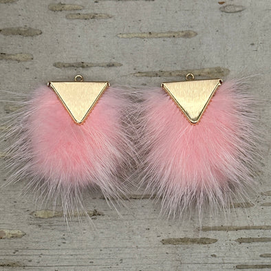 Fur Charm - 4.5 cm Rectangles - Soft Pink