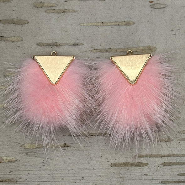 Fur Charm - 4.5 cm Rectangles - Soft Pink