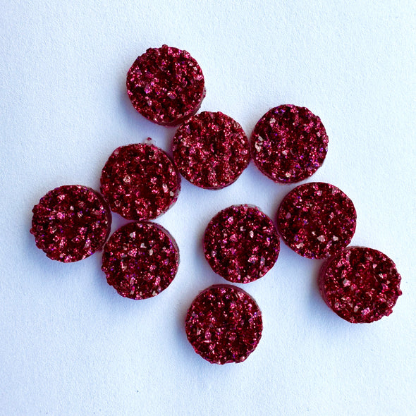 Acrylic Cab - Ruby Geode Rounds - 12 mm