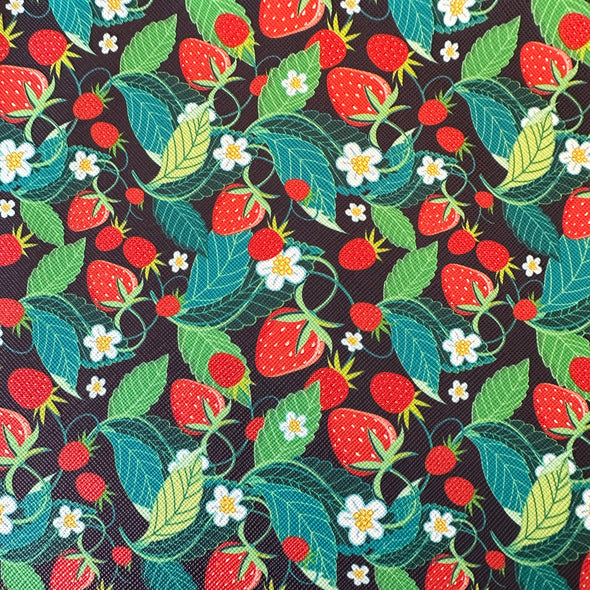 Leatherette/Vinyl Sheets - Strawberry Vines