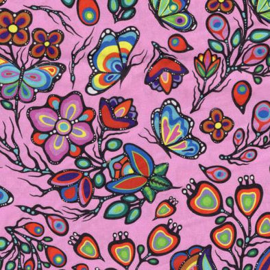 Cotton Fabric - Ojibway Florals 5 - Pink