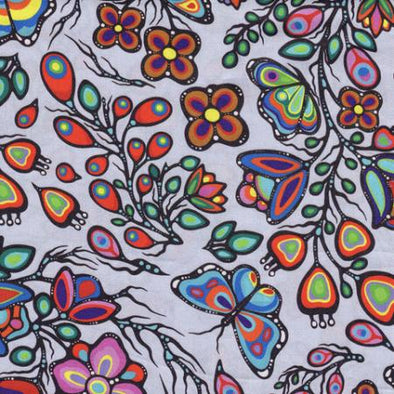 Cotton Fabric - Ojibway Florals 5 - Silver