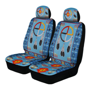 Auto Seat Covers - Medicine Wheel - Turquoise