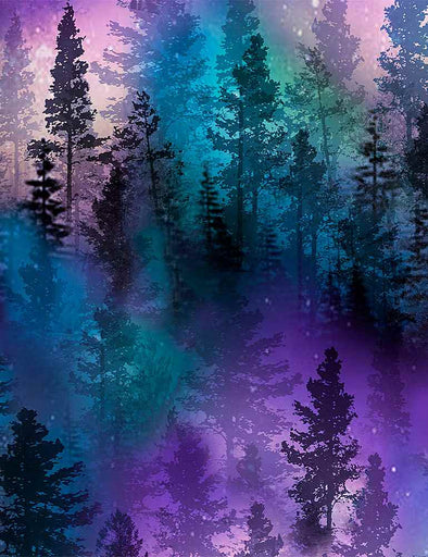 Cotton Fabric - Aurora Trees - Purple