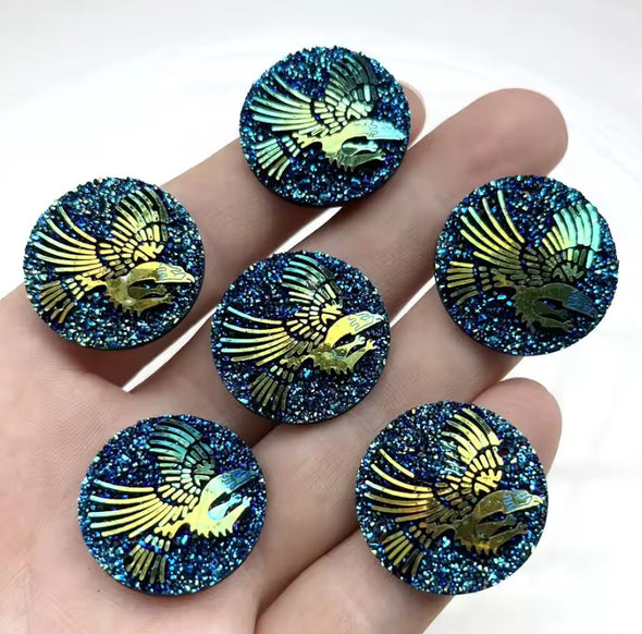Acrylic Cab - Sparkle Eagle Rounds - 25 mm - Navy AB