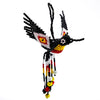 Beaded Hummingbird Ornament -  Black w/Four Colours