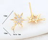 Stud Earring Posts - Pave Starbursts - 14k Plated