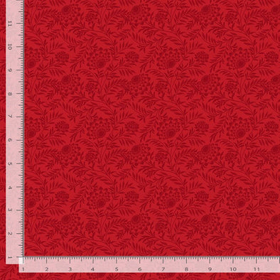 Cotton Fabric - Garden Redwork Elegant Floral