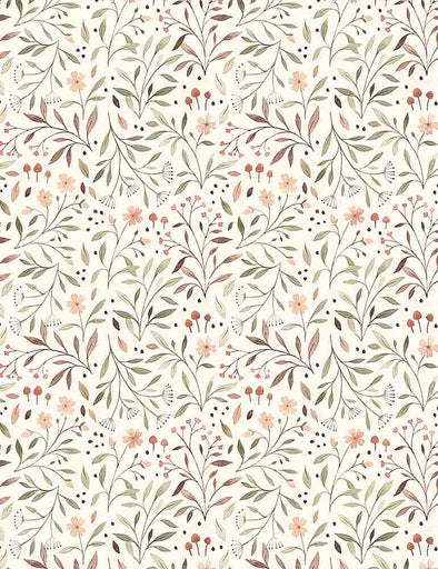 Cotton Fabric - Little Fawn & Friends Flora - Cream