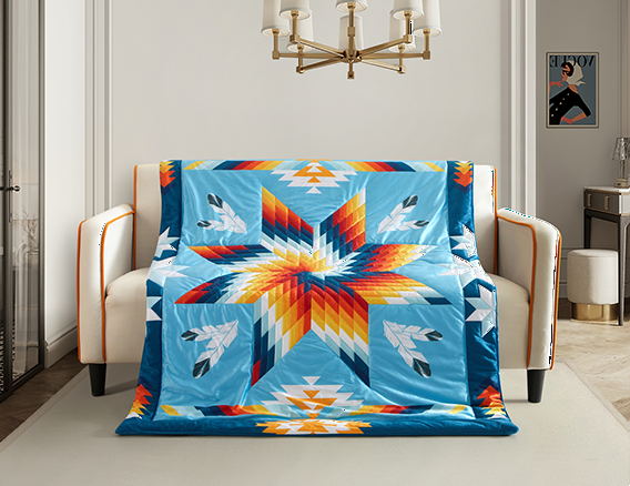 Micro Mink Star Quilt - Throw - Blue