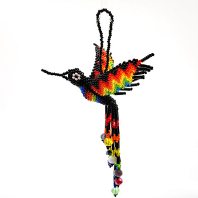 Beaded Hummingbird Ornament - Black